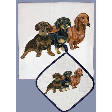 PIPSQUEAK PRODUCTIONS Pipsqueak Productions DP526 Dish Towel and Pot Holder Set - Dachshund DP526